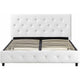 Dakota Upholstered Faux Leather Platform Bed with Wooden Slat Support and Tufted Headboard and Footboard, White - Queen