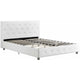 Dakota Upholstered Faux Leather Platform Bed with Wooden Slat Support and Tufted Headboard and Footboard, White - Queen