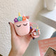 3D Unicorn Earphone Case For Airpods 2 Case Silicon Rice ball Cover for Airpods 1 Headphone Case  Earbuds Case Cover Ring Strap