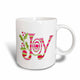 3dRose Pink and Green Christmas Joy, Ceramic Mug, 11-ounce