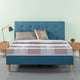 Zinus Ibidun Blue Upholstered Tufted Platform Bed, Multiple Sizes