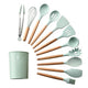 9/10/12PCS Silicone Cooking Utensils Set Non-stick Spatula Shovel Wooden Handle Cooking Tools Set With Storage Box Kitchen Tools