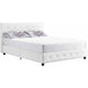 Dakota Upholstered Faux Leather Platform Bed with Wooden Slat Support and Tufted Headboard and Footboard, White - Queen