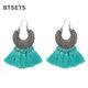 BTSETS Large Hoop Earrings for Women Bijoux Round Bohemian Handmade Statement Tassel Earrings Wedding Fringe Earring Jewelry