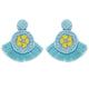BTSETS Women Fashion Earrings Blue Fringe Dangle Earings Wedding Long Tassel Earings Fashion Jewelry Statement Ethnic