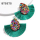 Bohemian Beaded Tassel Earrings for Women Green Big Statement Earrings Female 2019 Wedding Fringe Hanging Earings Jewelry