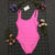 Bride Gold Print One Piece High Cut Swimwear Bathing Suit