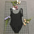 Bride Gold Print One Piece High Cut Swimwear Bathing Suit
