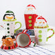 Christmas Ceramic Tea Mugs 350 Ml Funny Travel Coffee Mug Cute Tumbler Santa Claus Snowman Penguin Elk Girls Boys Friends Gifts