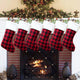 Christmas Plaid Print Gift Bag Candy Storage Pouch Xmas Stocking Hanging Decor
