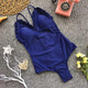 Hirigin Ruffles Style Women Swimwear One Piece Swimsuit 2019 Summer Push Up Padded Beach Women Bathing Suit Pure Color Bikini