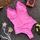 Hirigin Ruffles Style Women Swimwear One Piece Swimsuit 2019 Summer Push Up Padded Beach Women Bathing Suit Pure Color Bikini