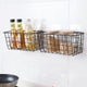 Iron Kitchen hanging basket Household desktop Art storage basket bathroom storage box Sundries Wall Organizer Rack +suction cup
