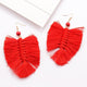 Itenice 2019 Leaf Tassel Earrings Women Girls Solid Color Fringe Ethnic Earrings Dangle Bohemian Earring Jewelry Accessories