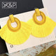X&P Fashion Bohemian Big Tassel Earrings Statement Large Gold Handmade Brincos Drop Dangle Tassel Earring for Women Za Jewelry