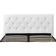 Dakota Upholstered Faux Leather Platform Bed with Wooden Slat Support and Tufted Headboard and Footboard, White - Queen