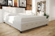 Dakota Upholstered Faux Leather Platform Bed with Wooden Slat Support and Tufted Headboard and Footboard, White - Queen